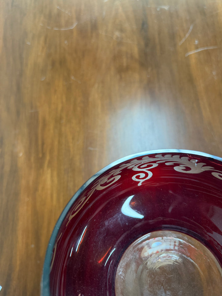 Vintage Bohemian Red Glass Bowl