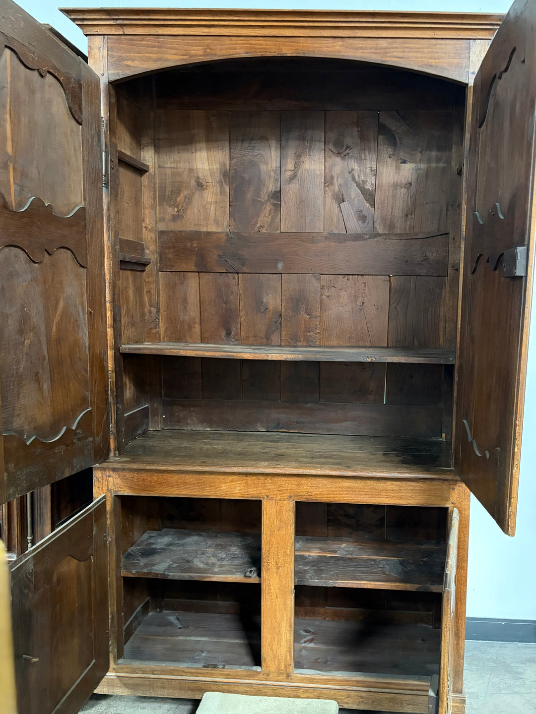 French Provincial Carved Walnut Armoire