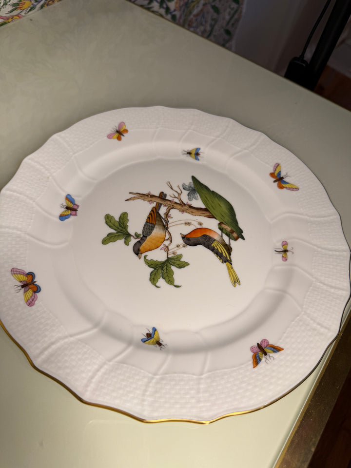 Set of Four Herend Rothschild Bird Dinner Plates