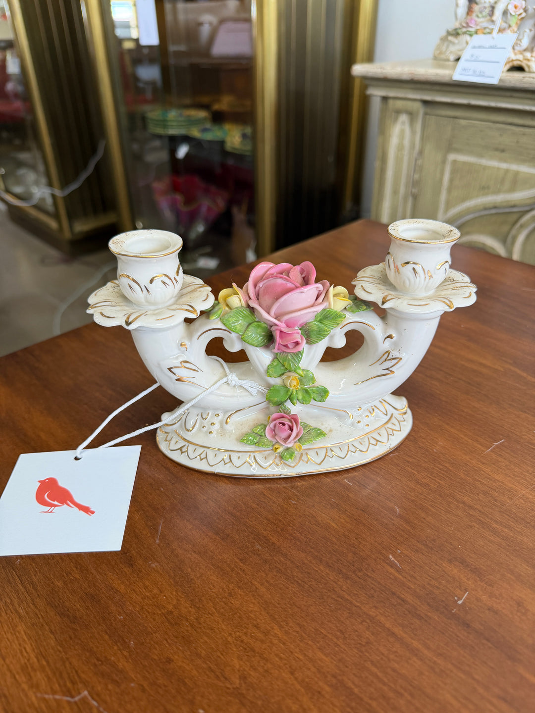 Vintage Porcelain Double Candleholder