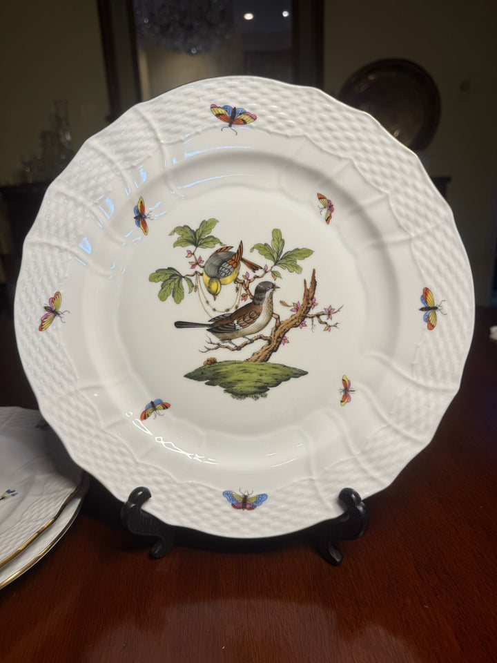6 Herend Rothschild Dinner Plates (#1527)
