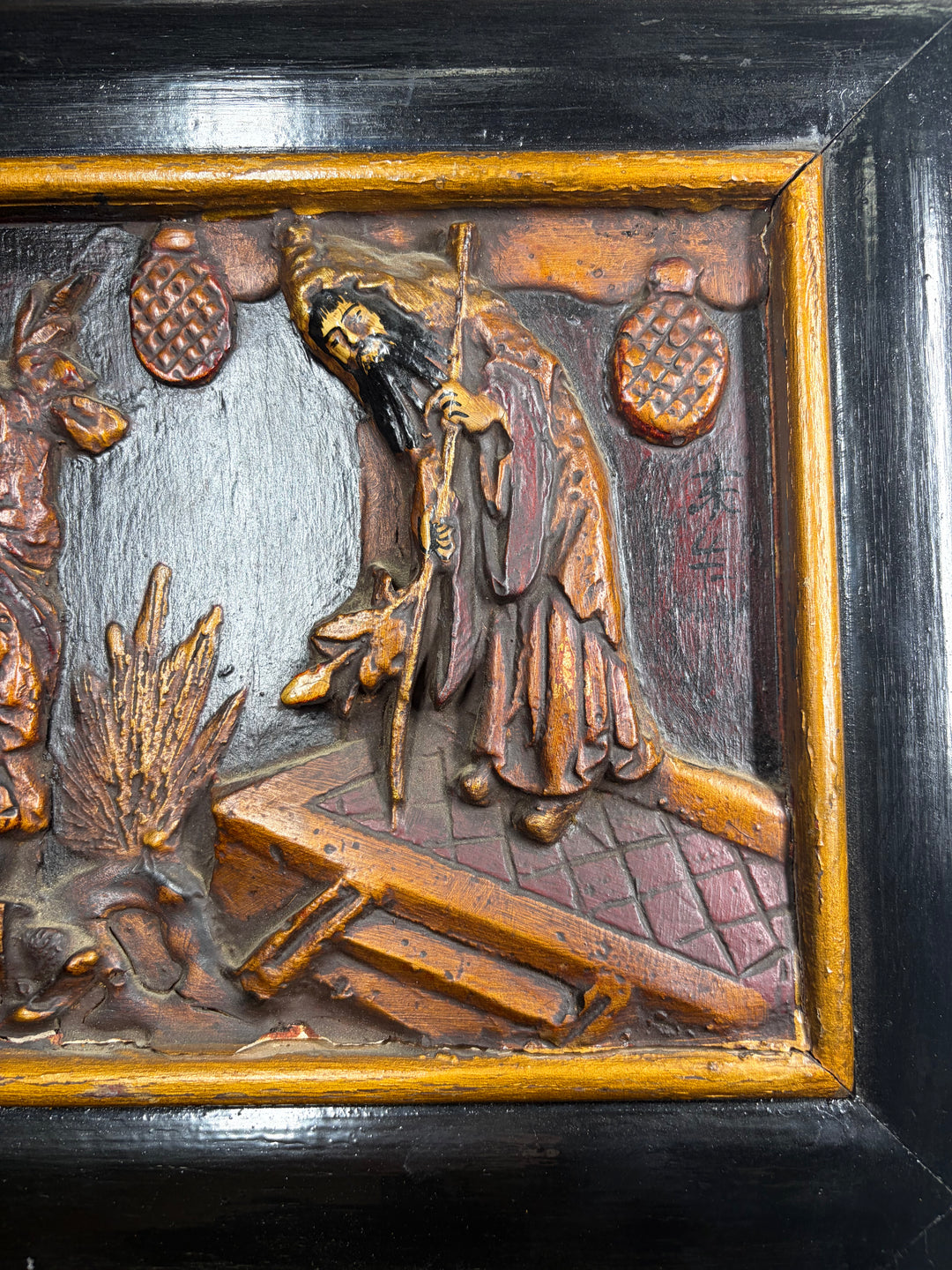 Pair of Chinese Chinoiserie Carved Wood Wall Panels