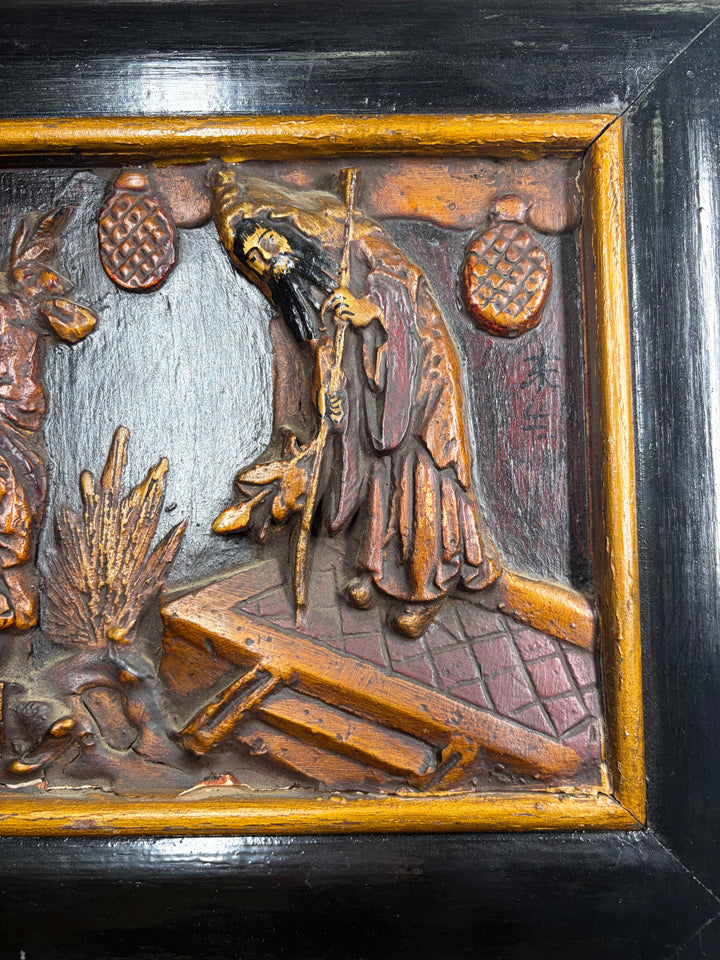 Pair of Chinese Chinoiserie Carved Wood Wall Panels