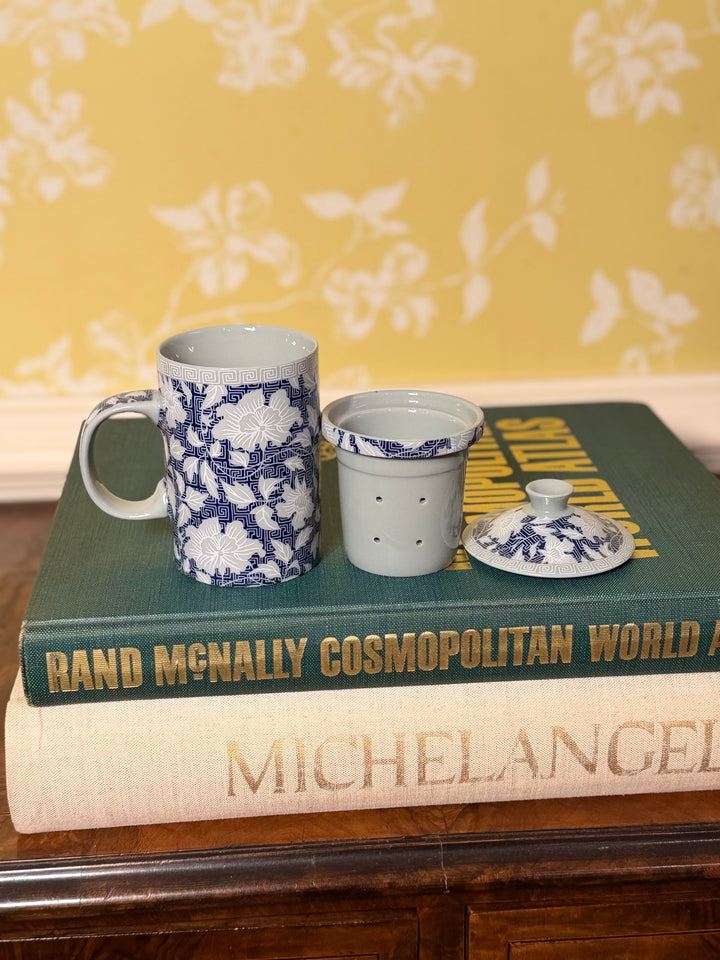 Blue Hand Painted Tea Cup Mug