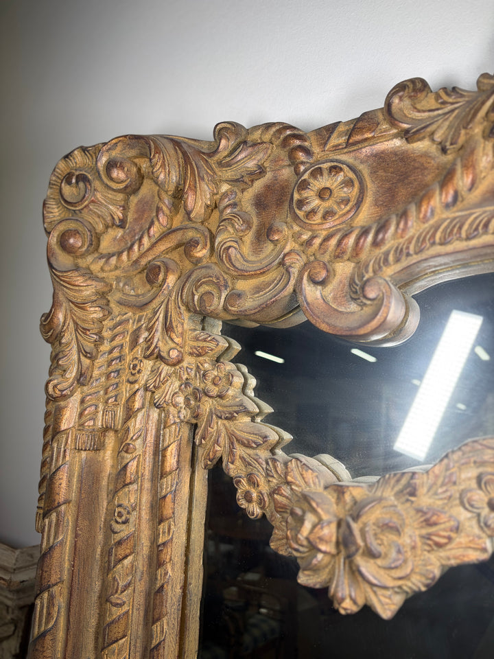 Large Ornately Carved Wood Wall Mirror