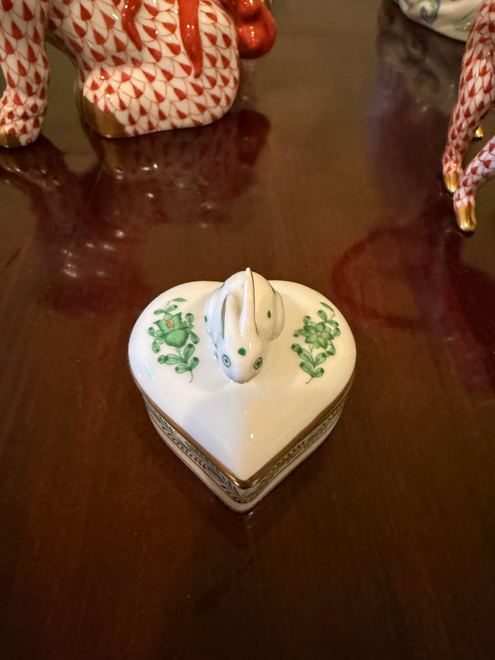 Herend Green Bunny Box