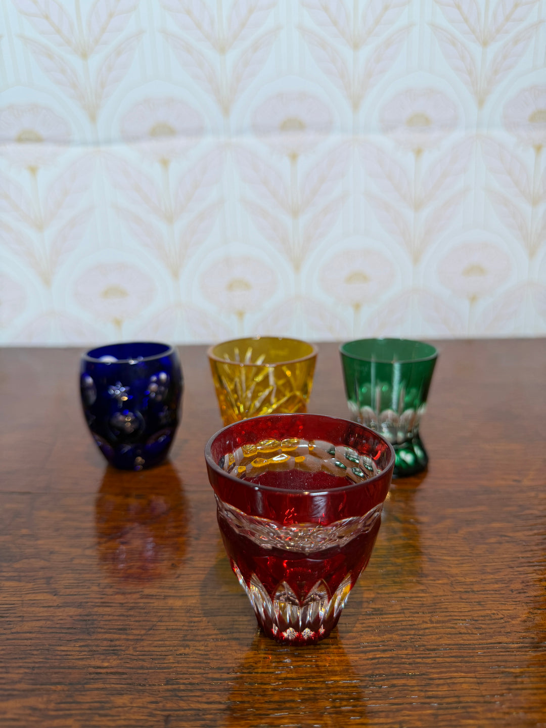 Set of 4 Colorful Fabergé Shot Glasses