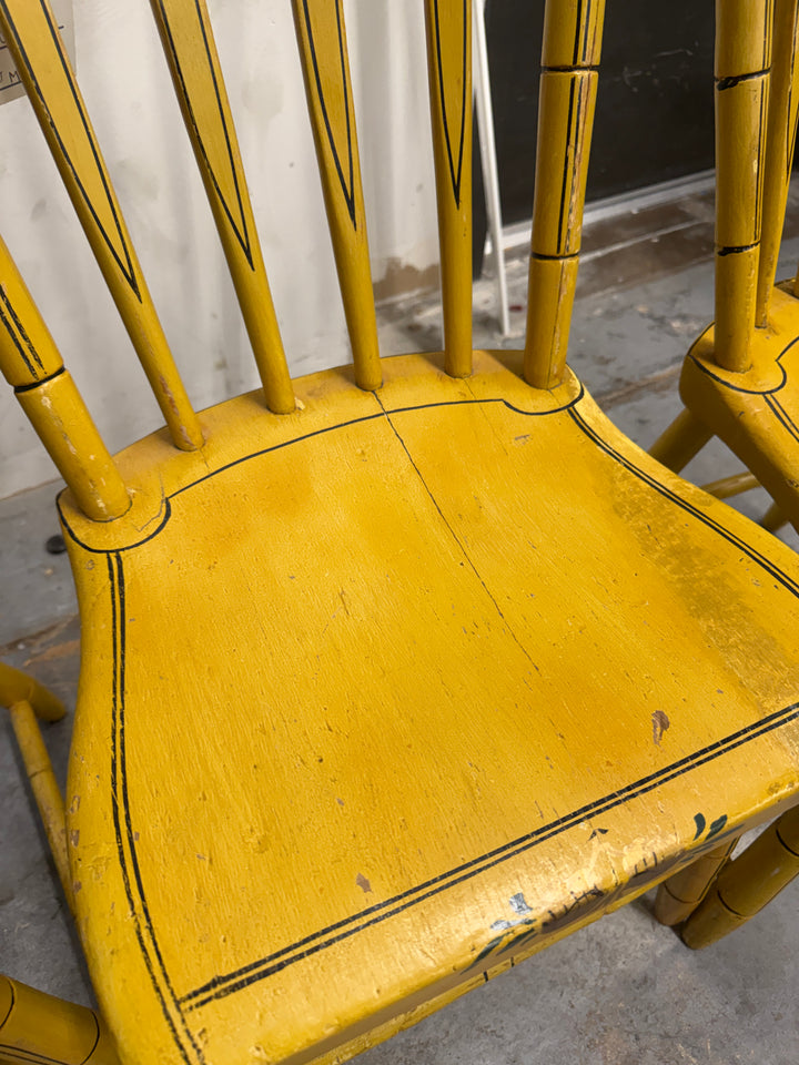 Set of 4 Vintage Wooden Hand Painted Chairs