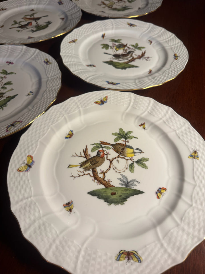 6 Herend Rothschild Dinner Plates (#1527)