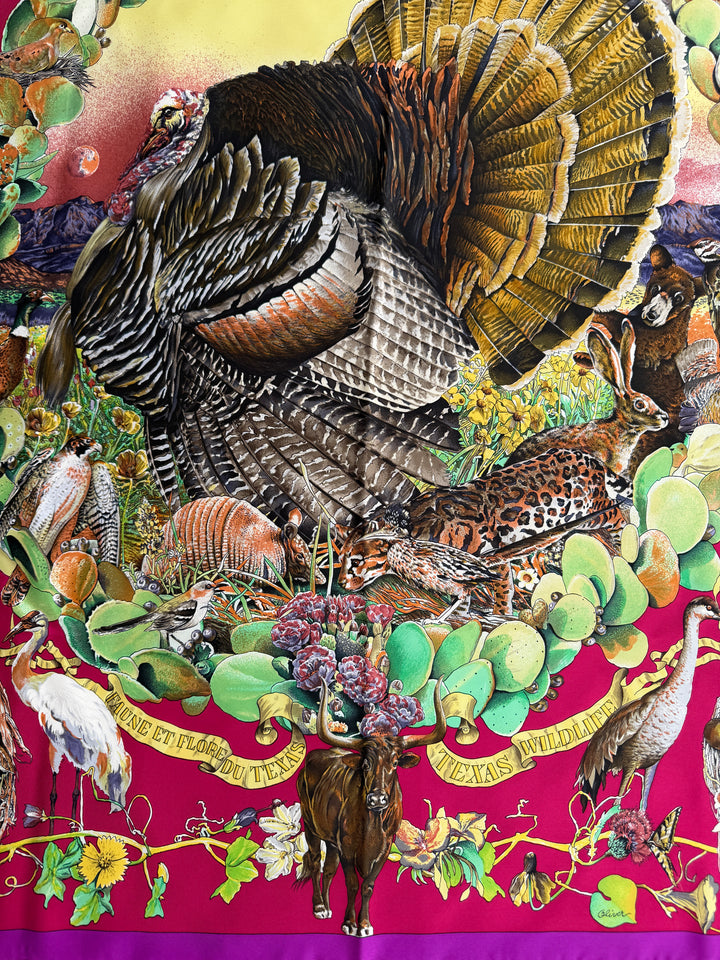 Vintage HERMÈS “Fauna et Flora du Texas” Silk Scarf by Kermit Oliver 90