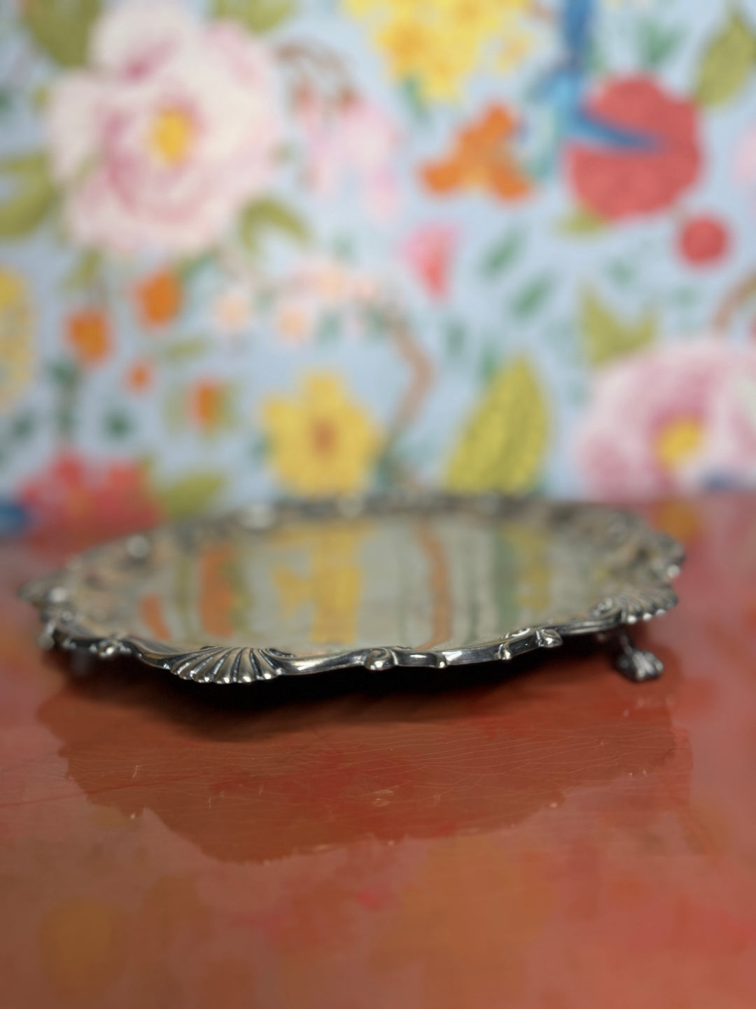Antique Goldsmiths & Silversmiths Co HM Silver Plated 925 Footed Tray