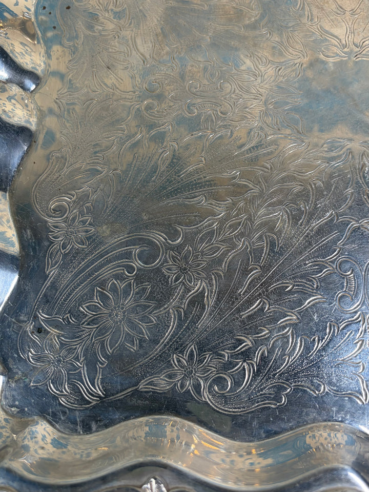 Silver Plated Ornate Square Tray (Victorian Style)