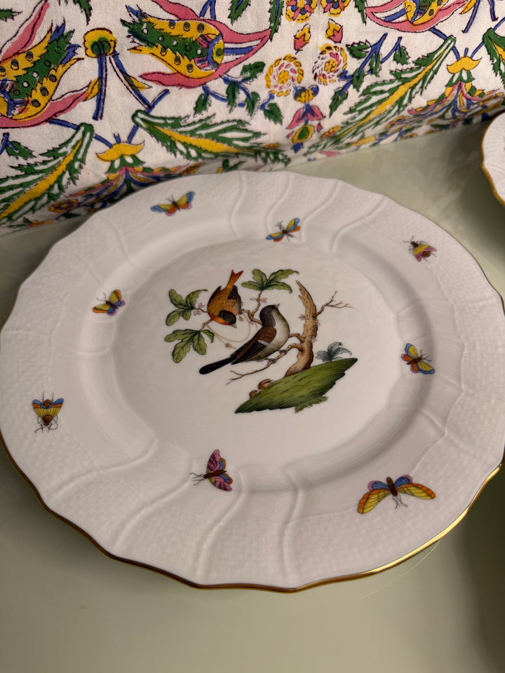 Set of Four Herend Rothschild Bird Dinner Plates