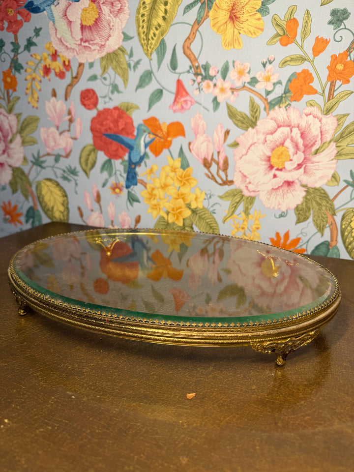 Glass Mirrored Vanity Tray
