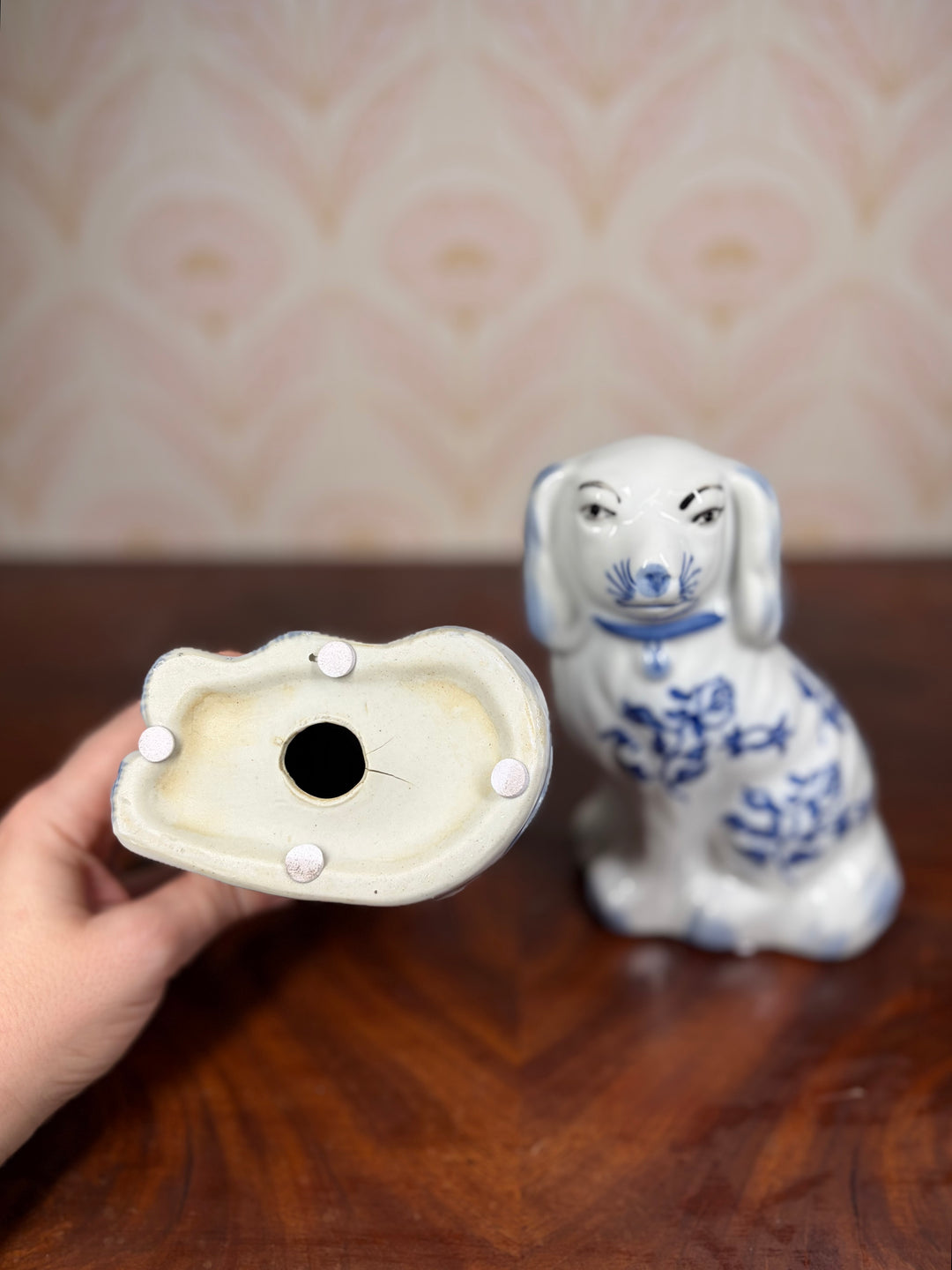 Pair of Blue and White Dogs