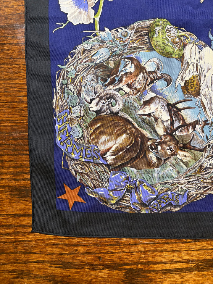 RARE Vintage HERMÈS “Faune Et Flora du Texas” Silk Scarf 90 (Comes with box)