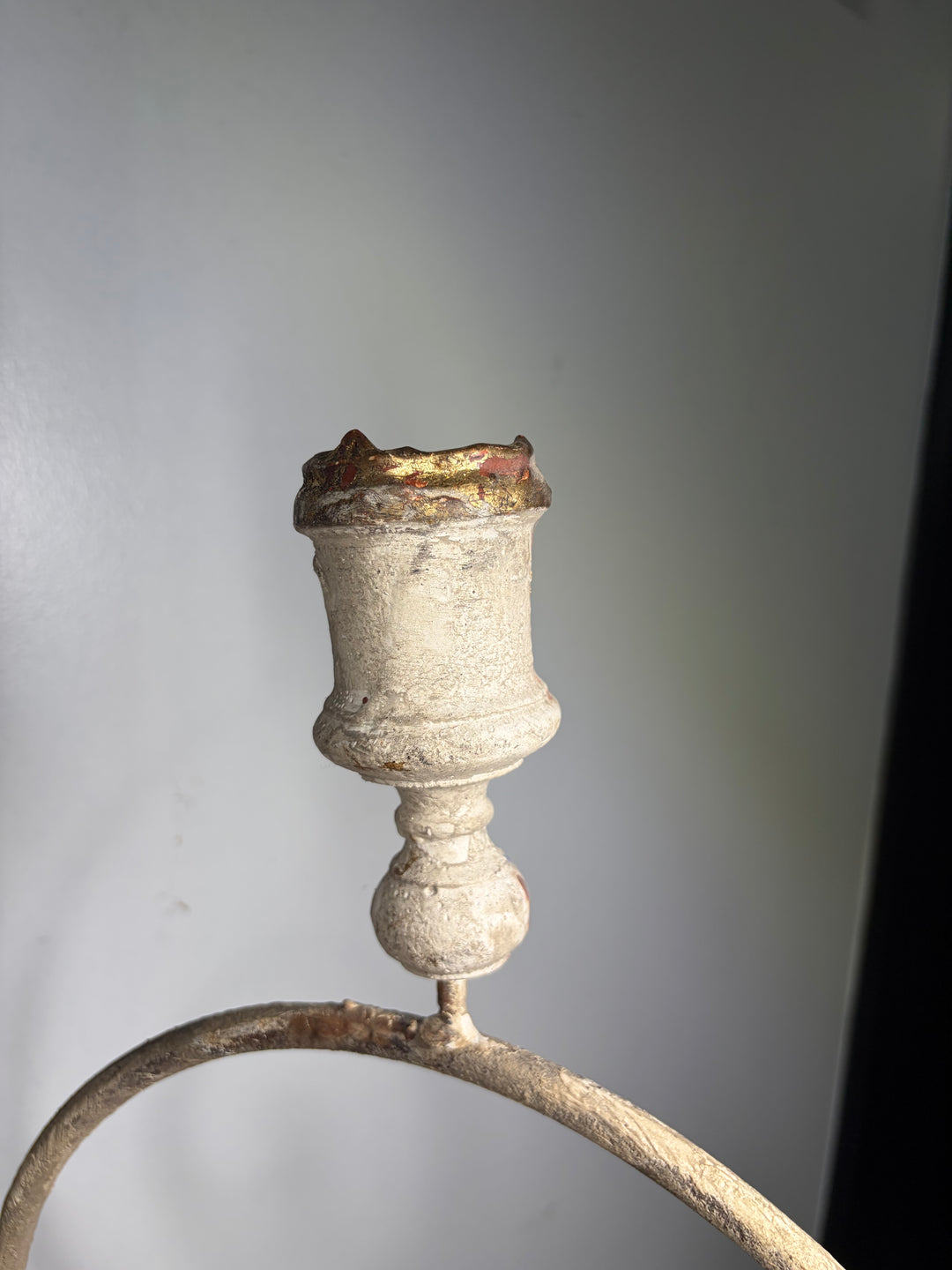 Pair of Painted Iron & Wood Three-Arm Wall Candle Sconces