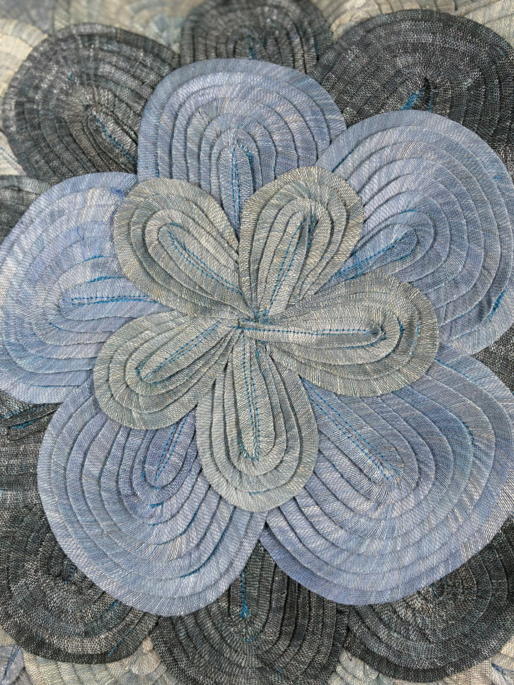 Pair of Blue Floral Embroidered Decorative Pillows
