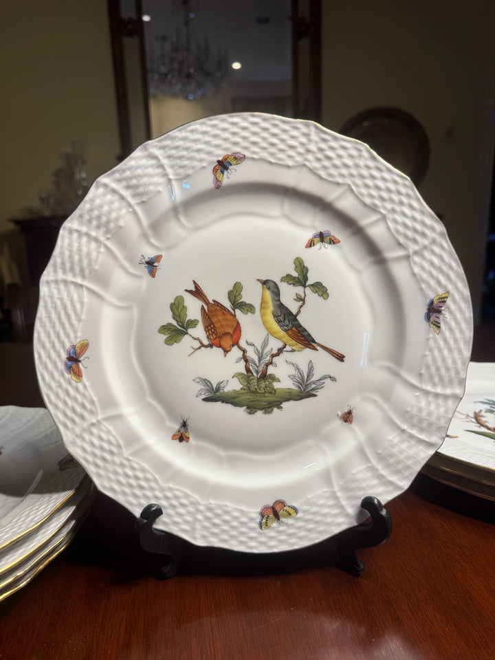8 Herend Rothschild Dinner Plates (#1527)