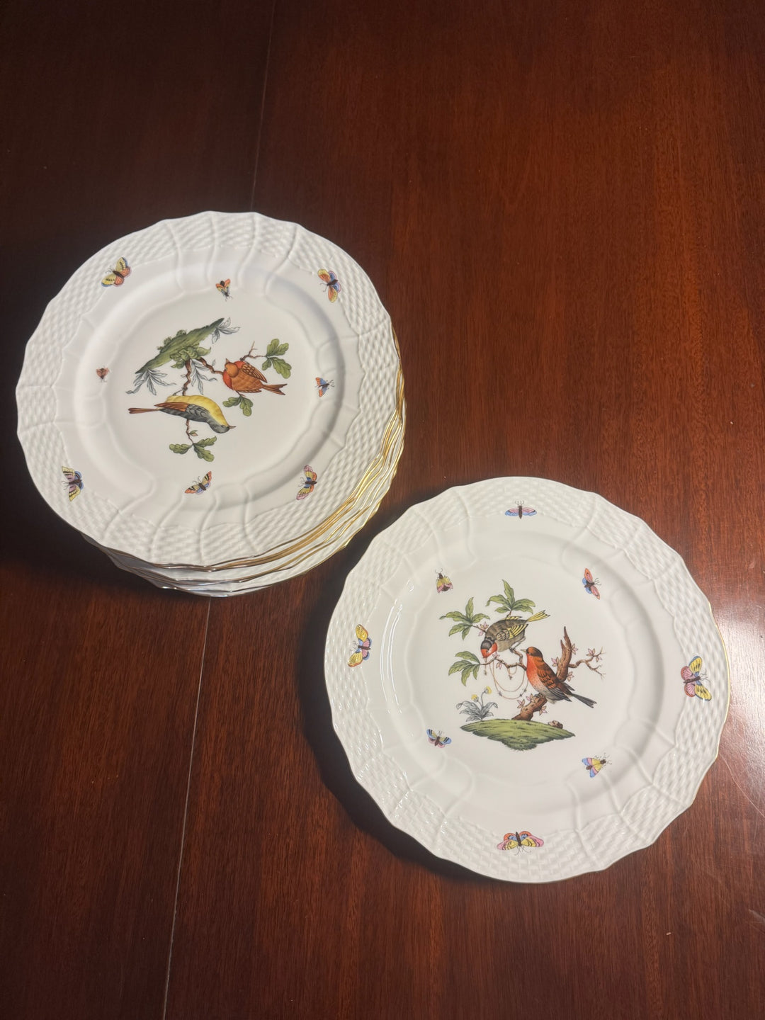 8 Herend Rothschild Dinner Plates (#1527)