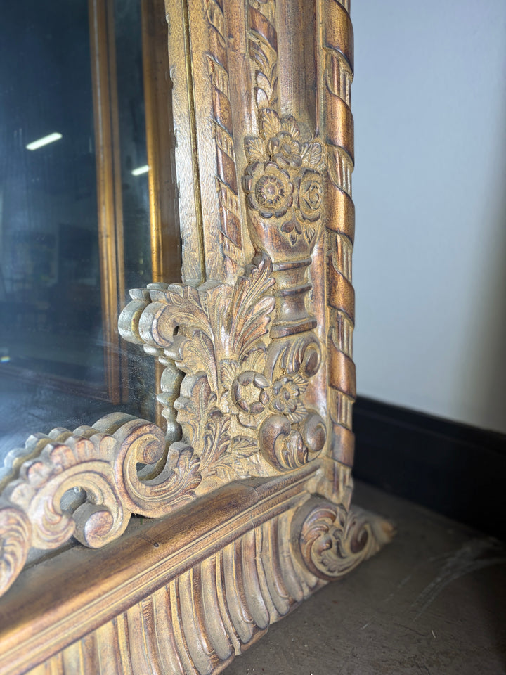 Large Ornately Carved Wood Wall Mirror