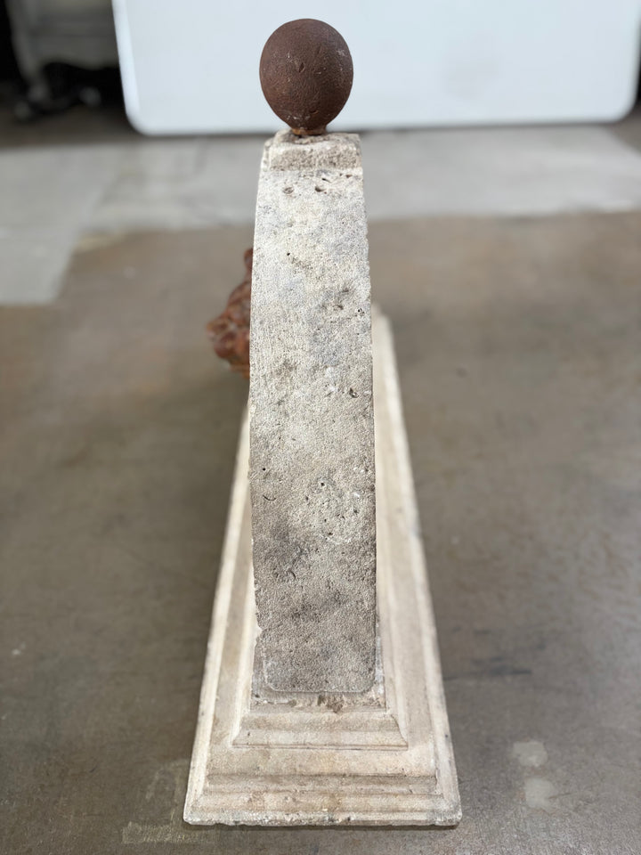 Cast Stone Demilune Fountain Panel with Lion Head Spout