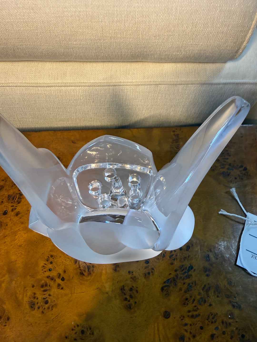 Lalique Dove Vase With Removable Flower Holder