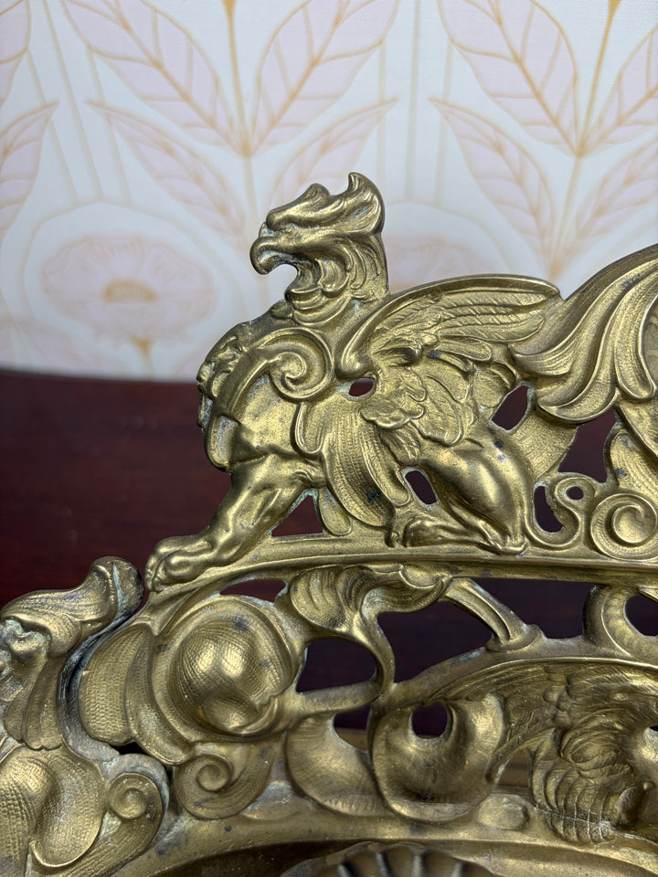 Ornate Gilt Brass Double Inkwell Desk Stand