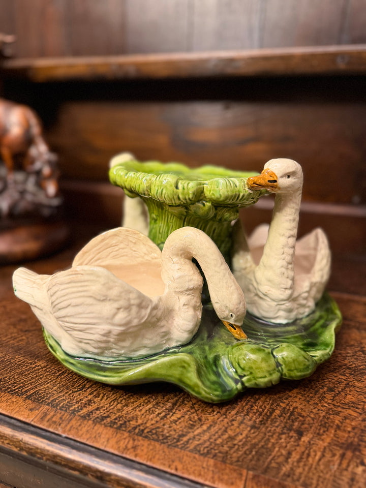 English Victorian Figural Majolica Flower Stand by Bretby, & Mark