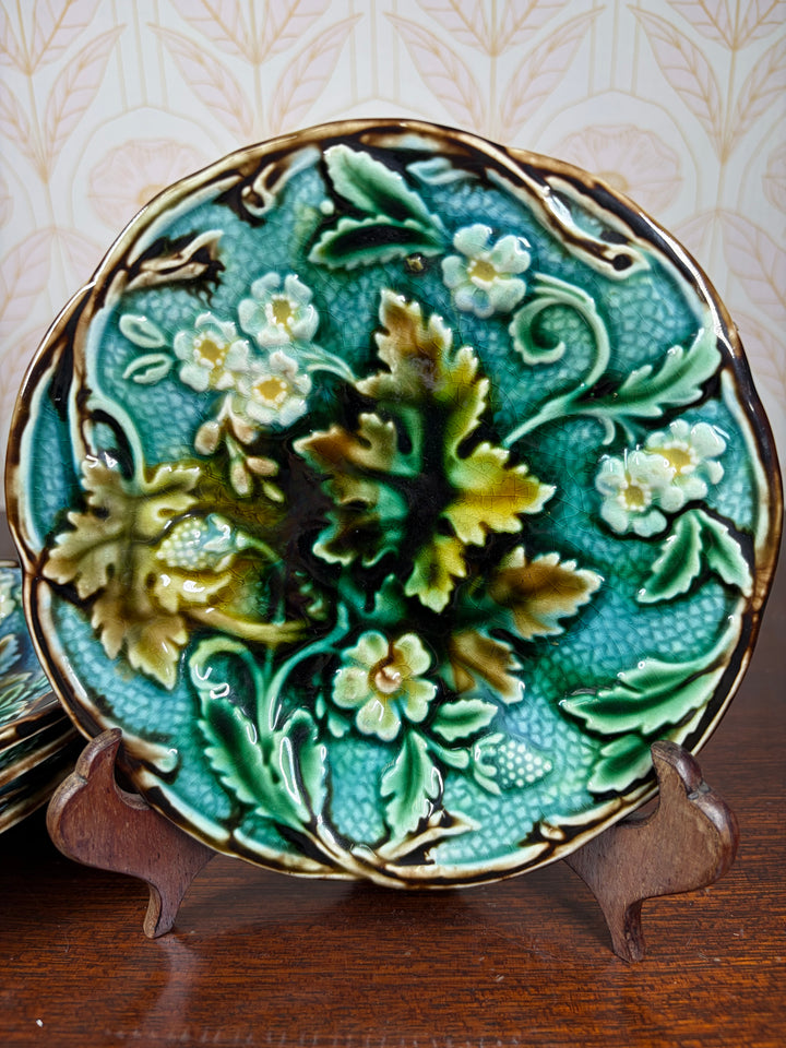Set of Four 19th Century Swedish Majolica-Style Dessert Plates