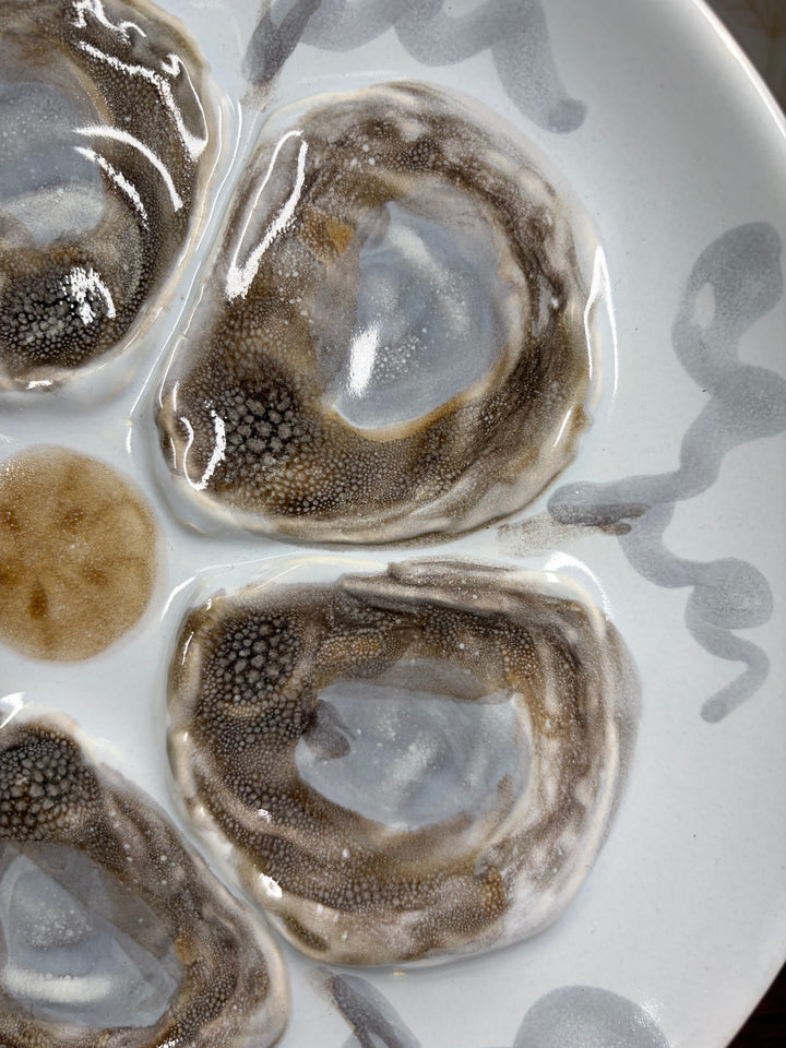 Set of Three Porcelain Oyster Plates