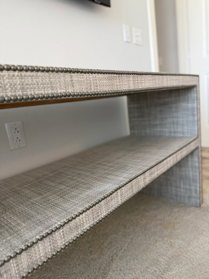 Fabric Upholstered Console Table with Nailhead Trim