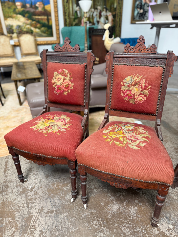 Antique Needlepoint Chairs (Set of 2)
