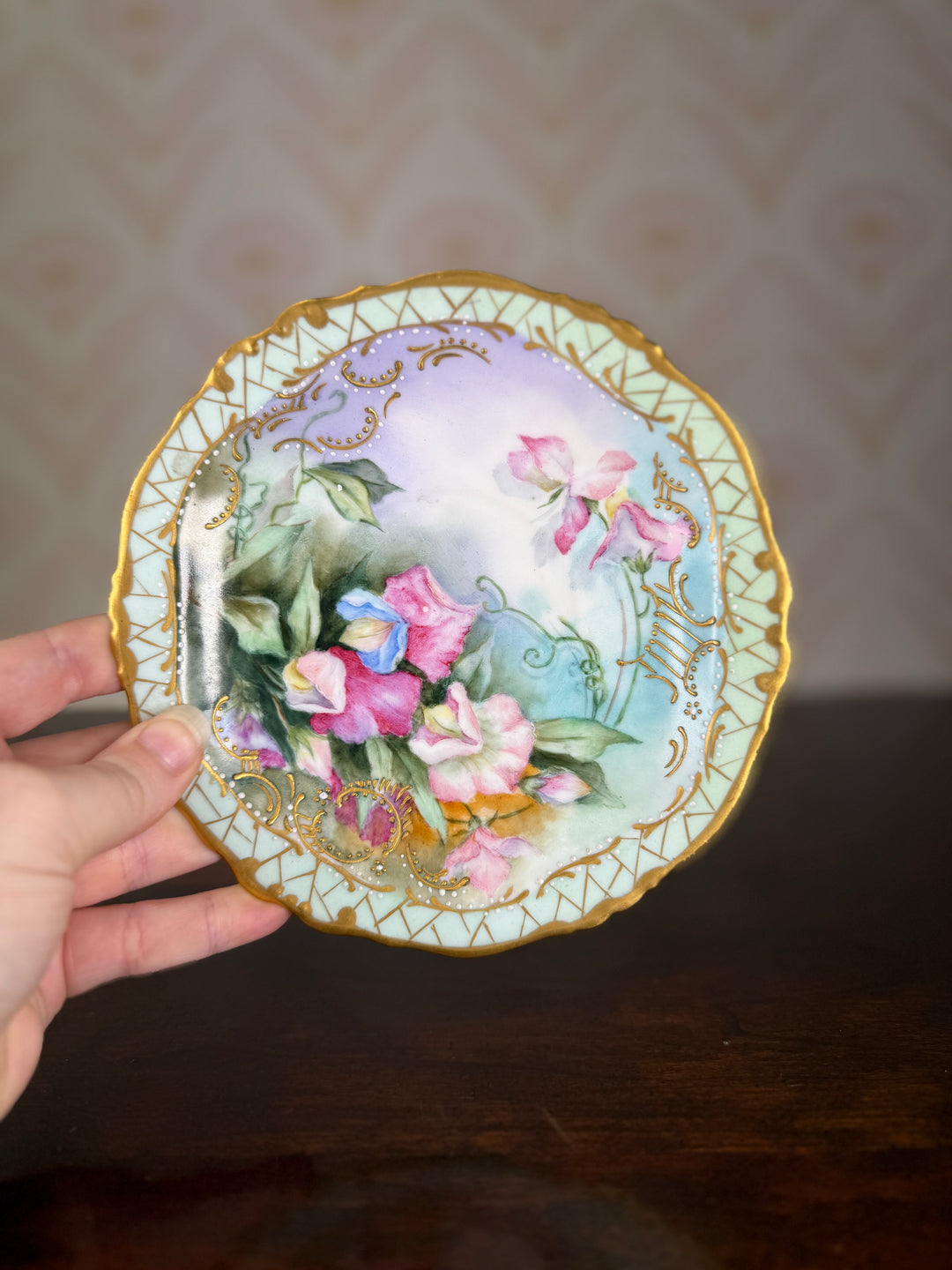 Antique Floral Limoges Teacup and Saucer
