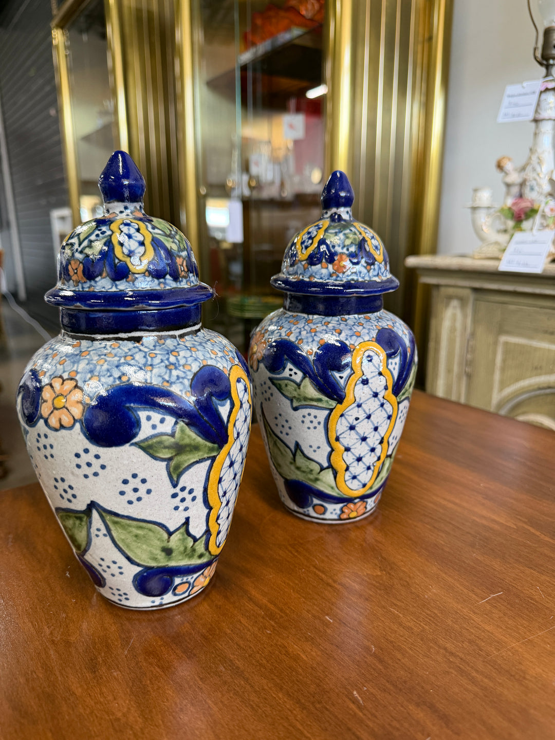 Set of 2 Stamped Mexico Ginger Jars