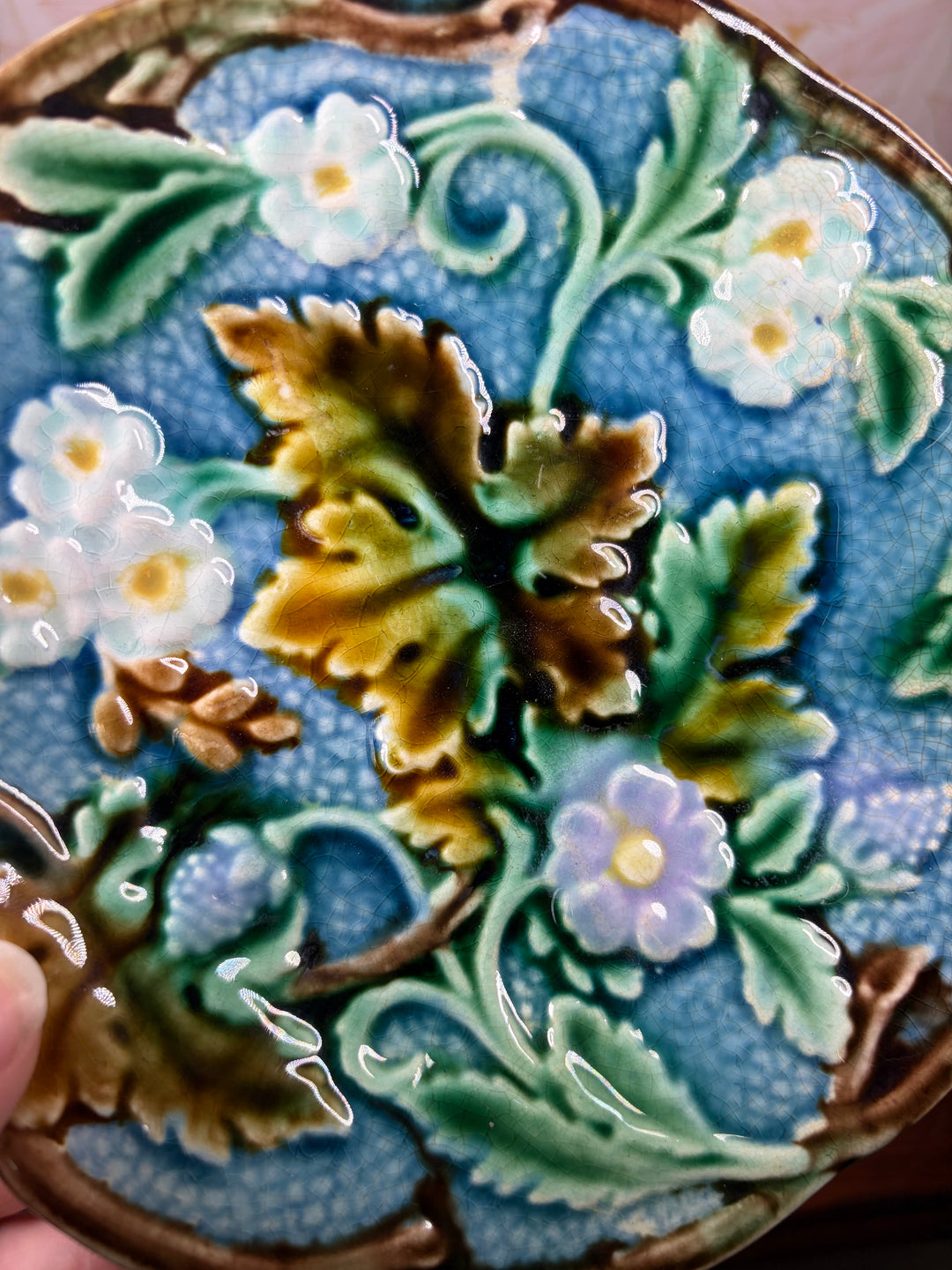 Set of Four 19th Century Swedish Majolica-Style Dessert Plates