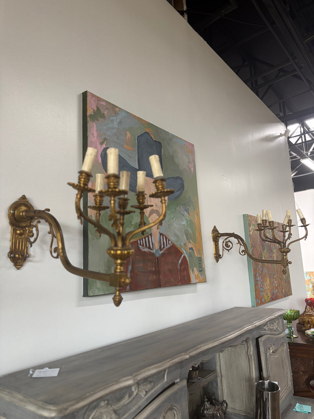 Ornate Gilt Brass Wall Sconces