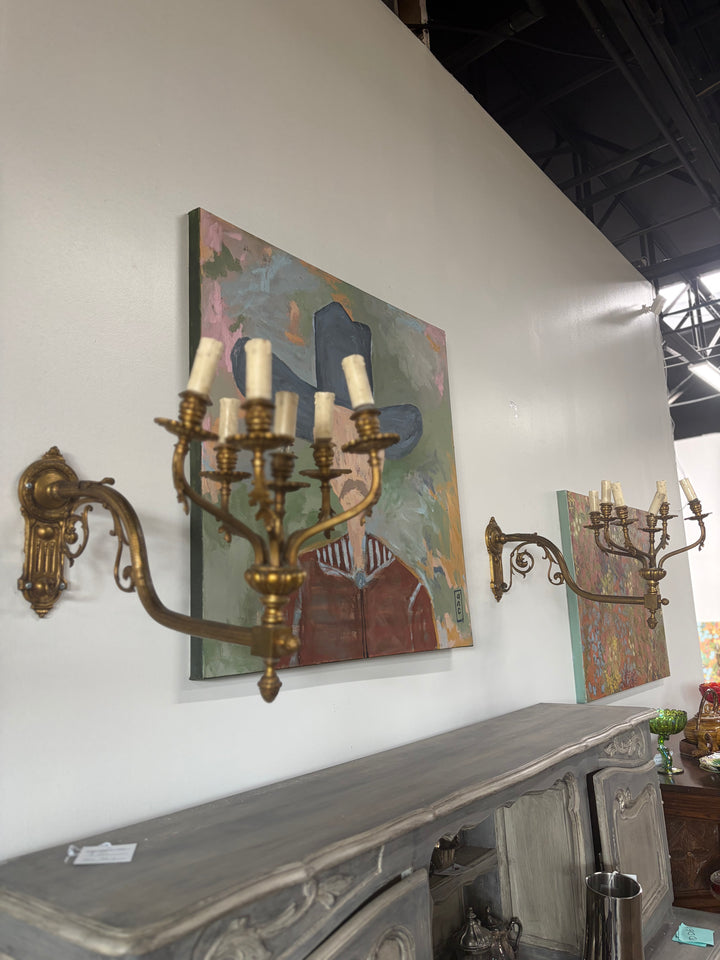 Ornate Gilt Brass Wall Sconces