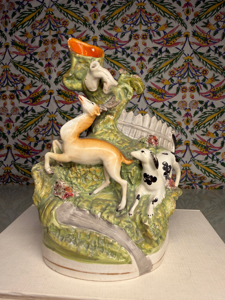 Staffordshire-Style Hunting Dogs Figural Spill Vase