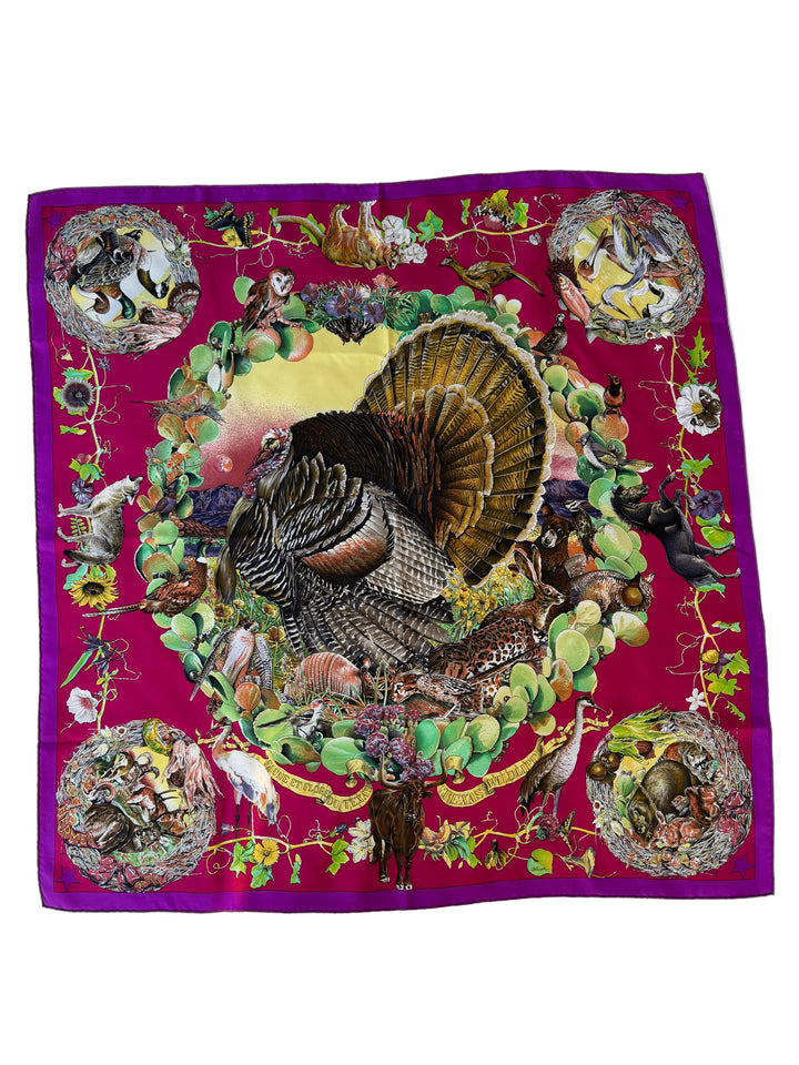 Vintage HERMÈS “Fauna et Flora du Texas” Silk Scarf by Kermit Oliver 90