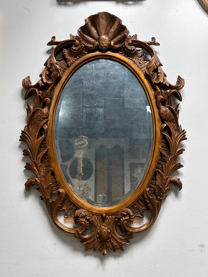 Large Oval Gilt Rococo-Style Wall Mirror