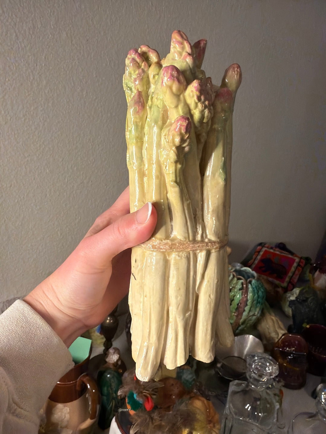 Majolica Asparagus Bundle Figurine