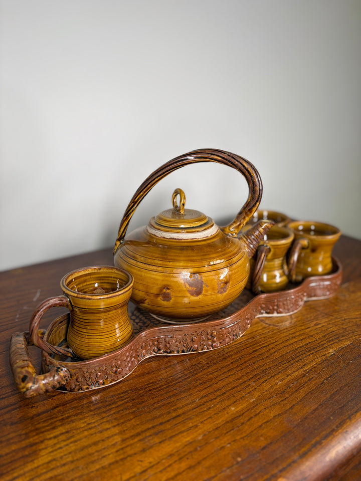 Handmade Studio Pottery Tea Set with Tray