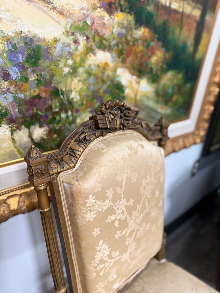 Antique French 19th Century Louis XVI Style Gilt Wood Chair (Set of 2)