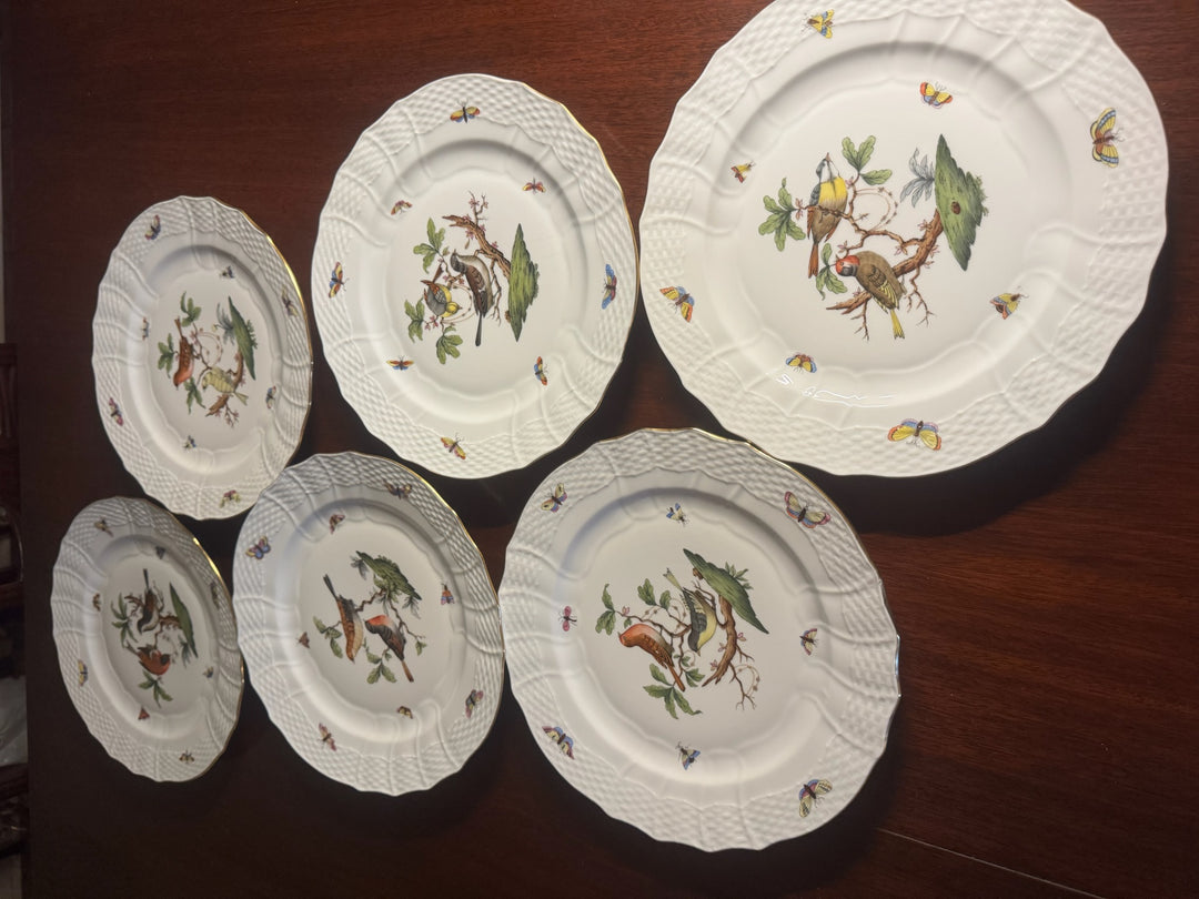 6 Herend Rothschild Dinner Plates (#1527)