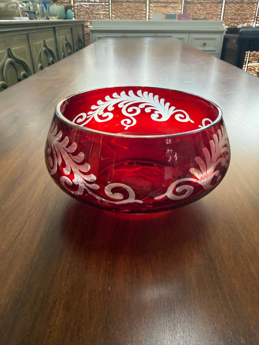 Vintage Bohemian Red Glass Bowl
