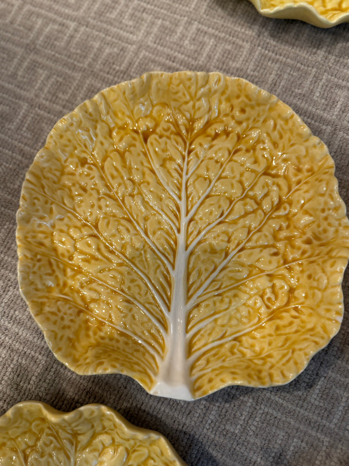 Vintage Bordallo Pinheiro Yellow Cabbage Salad Plates (Set of 10)