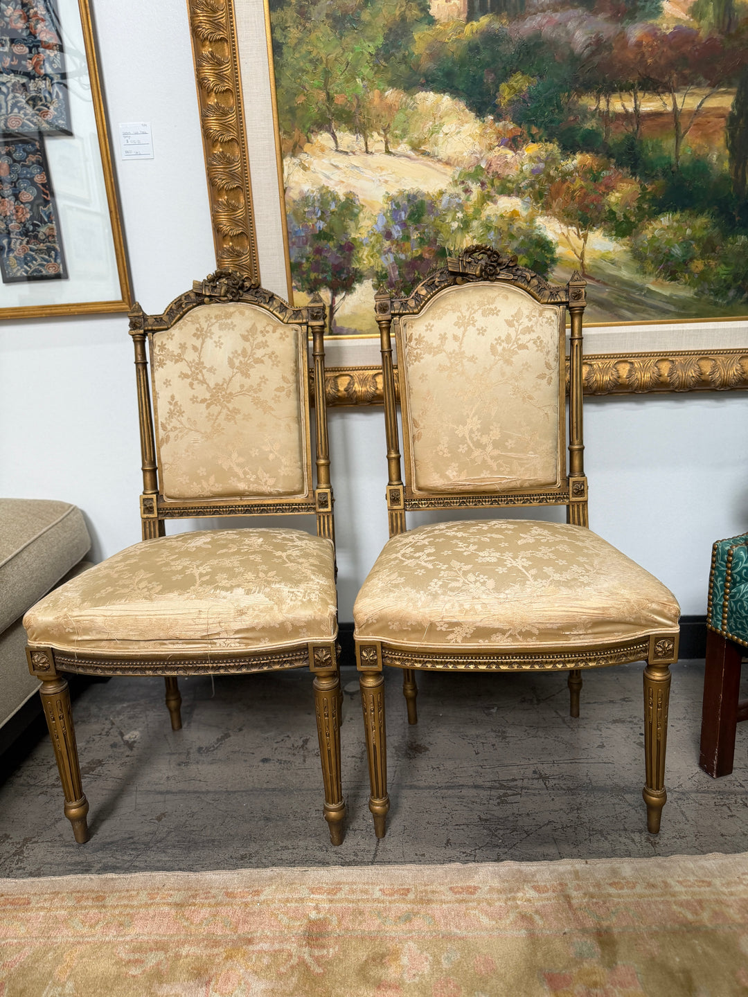 Antique French 19th Century Louis XVI Style Gilt Wood Chair (Set of 2)