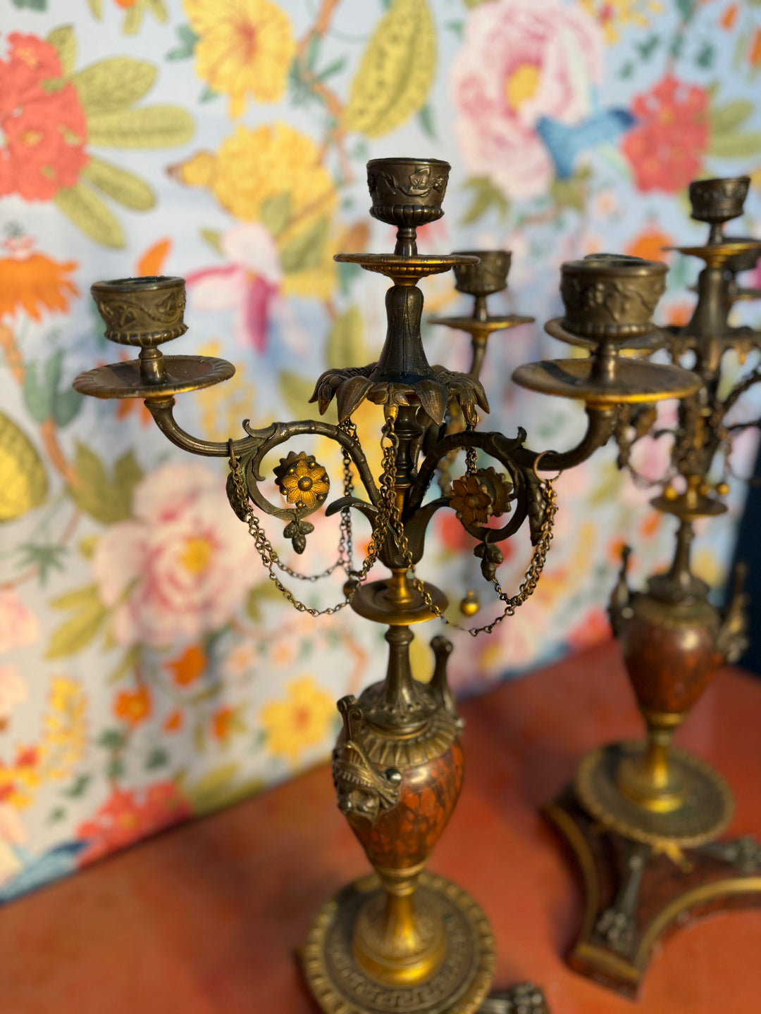 Marble Base Candelabras - Set of 2