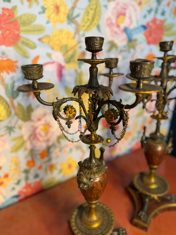 Marble Base Candelabras - Set of 2